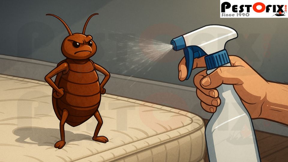 Bed bug standing strong against spray treatment