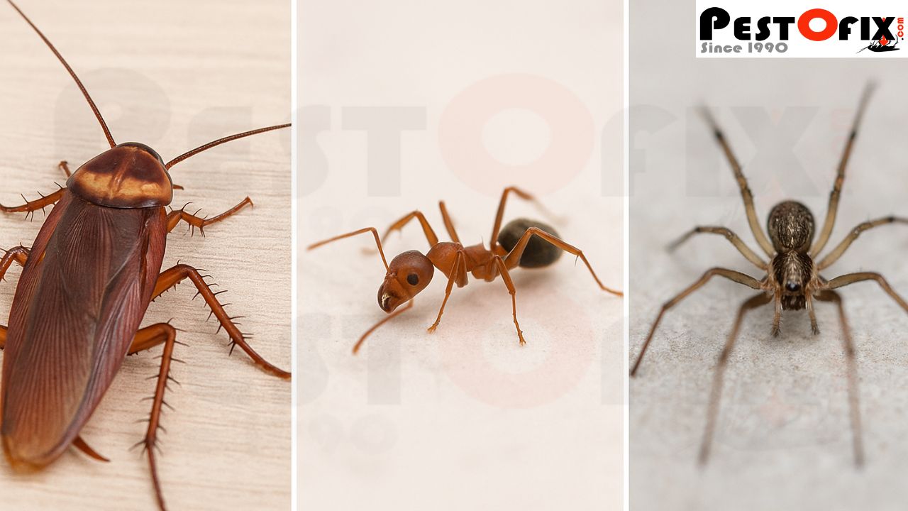 Common household pests like cockroaches, ants, and spiders in Delhi NCR homes