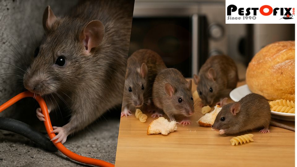 Rats damaging electrical wiring and contaminating kitchen food in a Delhi home
