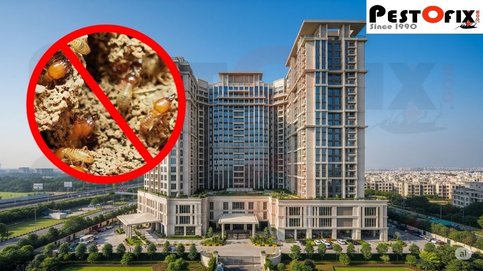 Gurugram commercial building fully protected from termites with pre-construction treatment