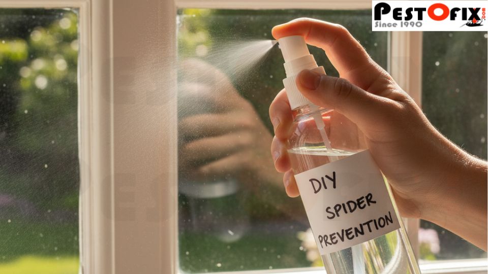 Preventing spiders at home with sealing cracks and reducing clutter