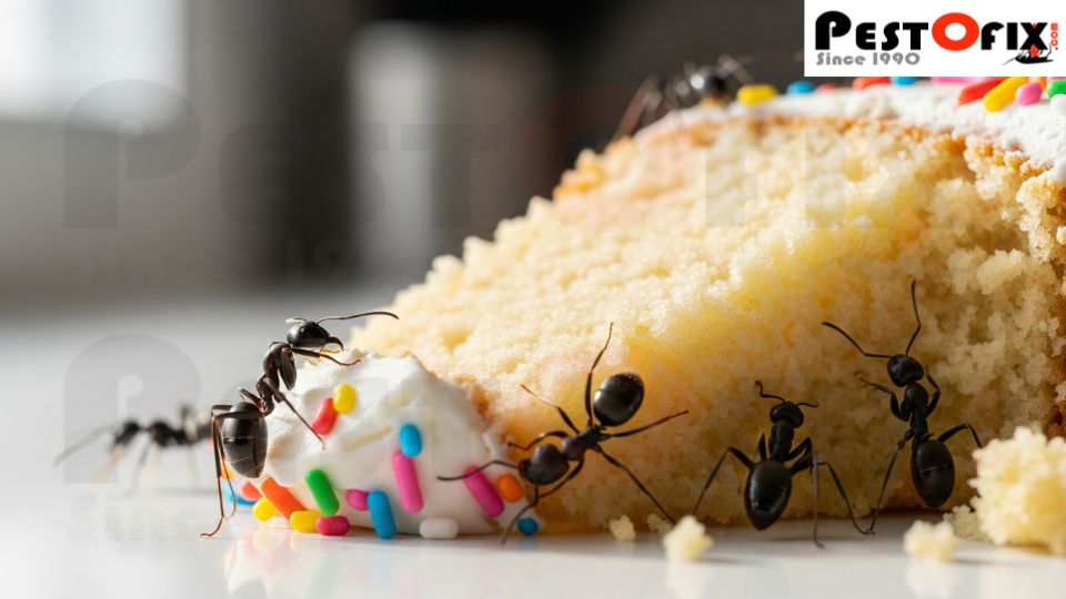 Ants contaminating food on a kitchen counter – professional ant pest control